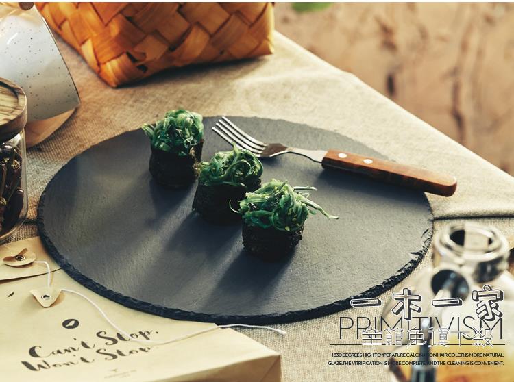 餐盤子 日式壽司板平盤黑色板巖烤肉切板創意菜平板菜盤切面包盤