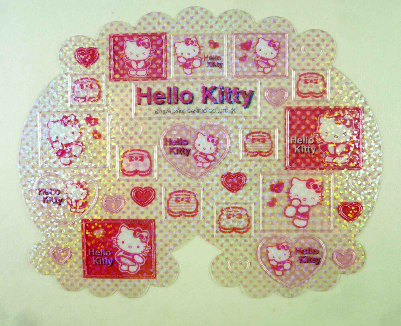 【震撼精品百貨】Hello Kitty 凱蒂貓 KITTY貼紙-閃亮粉心 震撼日式精品百貨