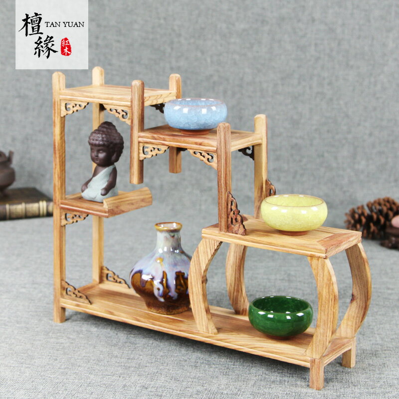 花梨木紅木博古架小實木多寶閣茶具架茶杯架收納架茶壺架茶具配件