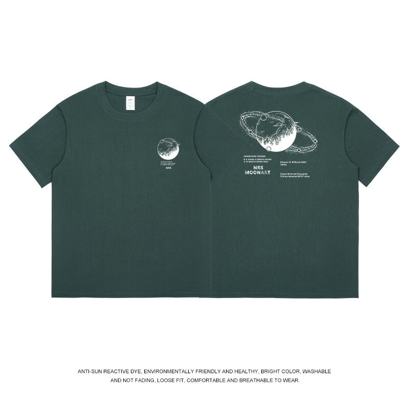 【喜挖】純棉白色印花短袖T恤男ins情侶裝寬鬆潮牌字母半袖上衣服幾何印花 0