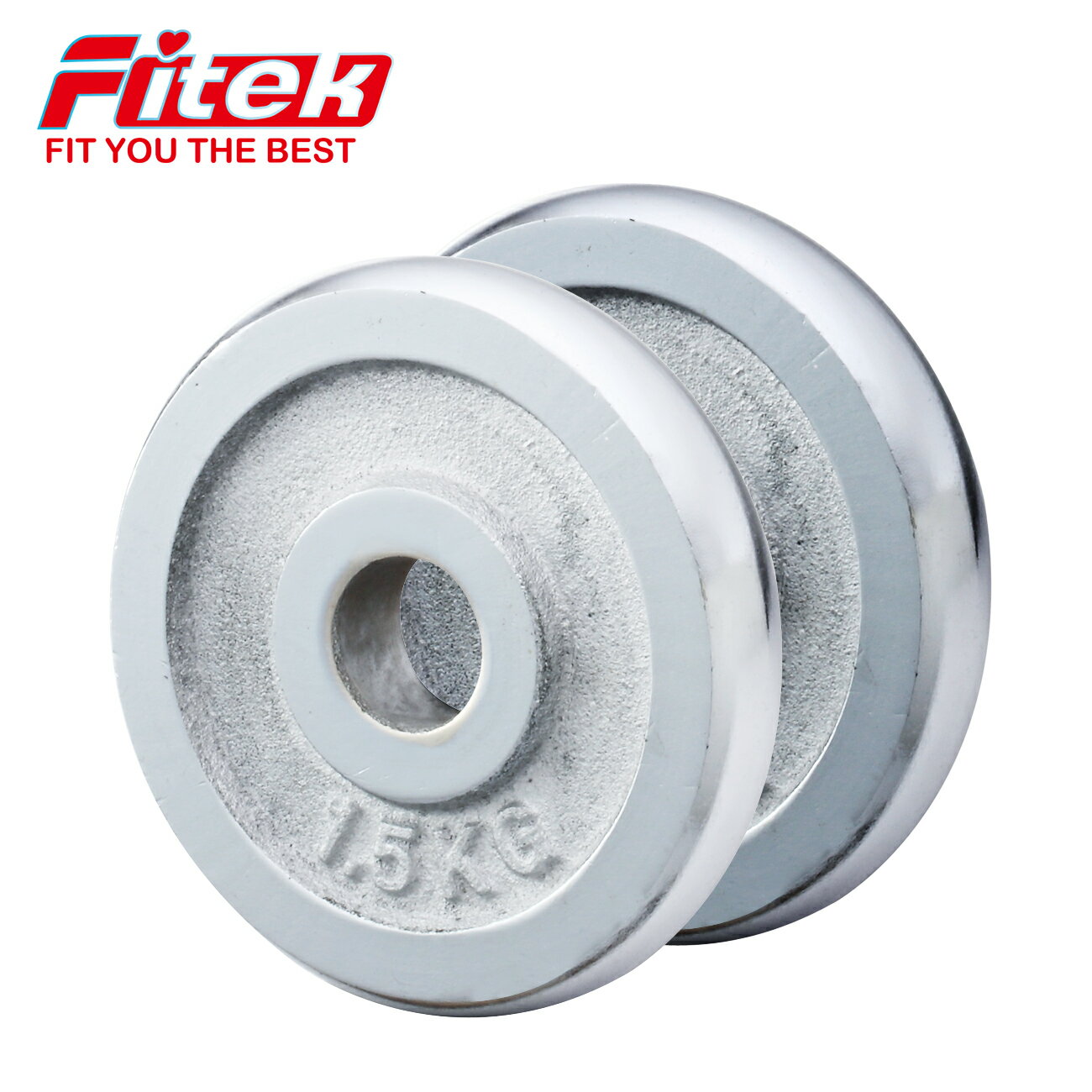 1.5公斤電鍍槓片2片／1.5KG槓鈴片／適用一般孔徑(一英吋) 【Fitek健身網】