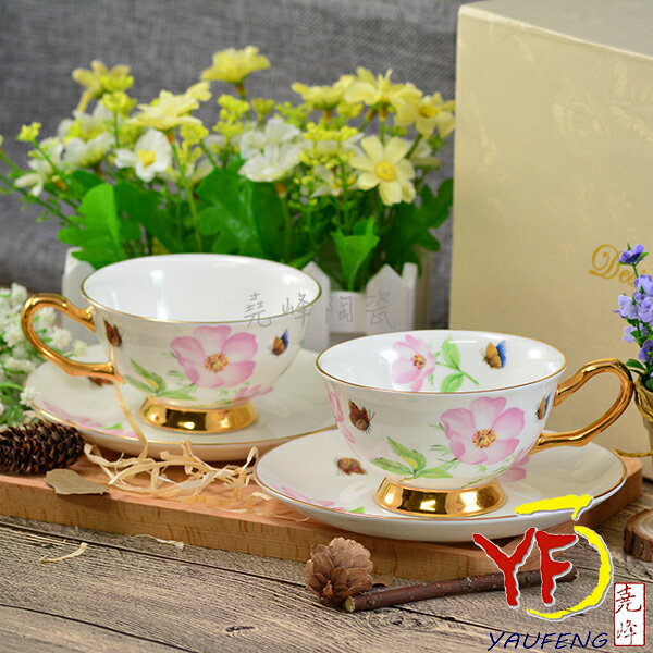 ★堯峰陶瓷★免運精選 咖啡杯 皇室的最愛 骨瓷咖啡杯碟組 K18粉茶花