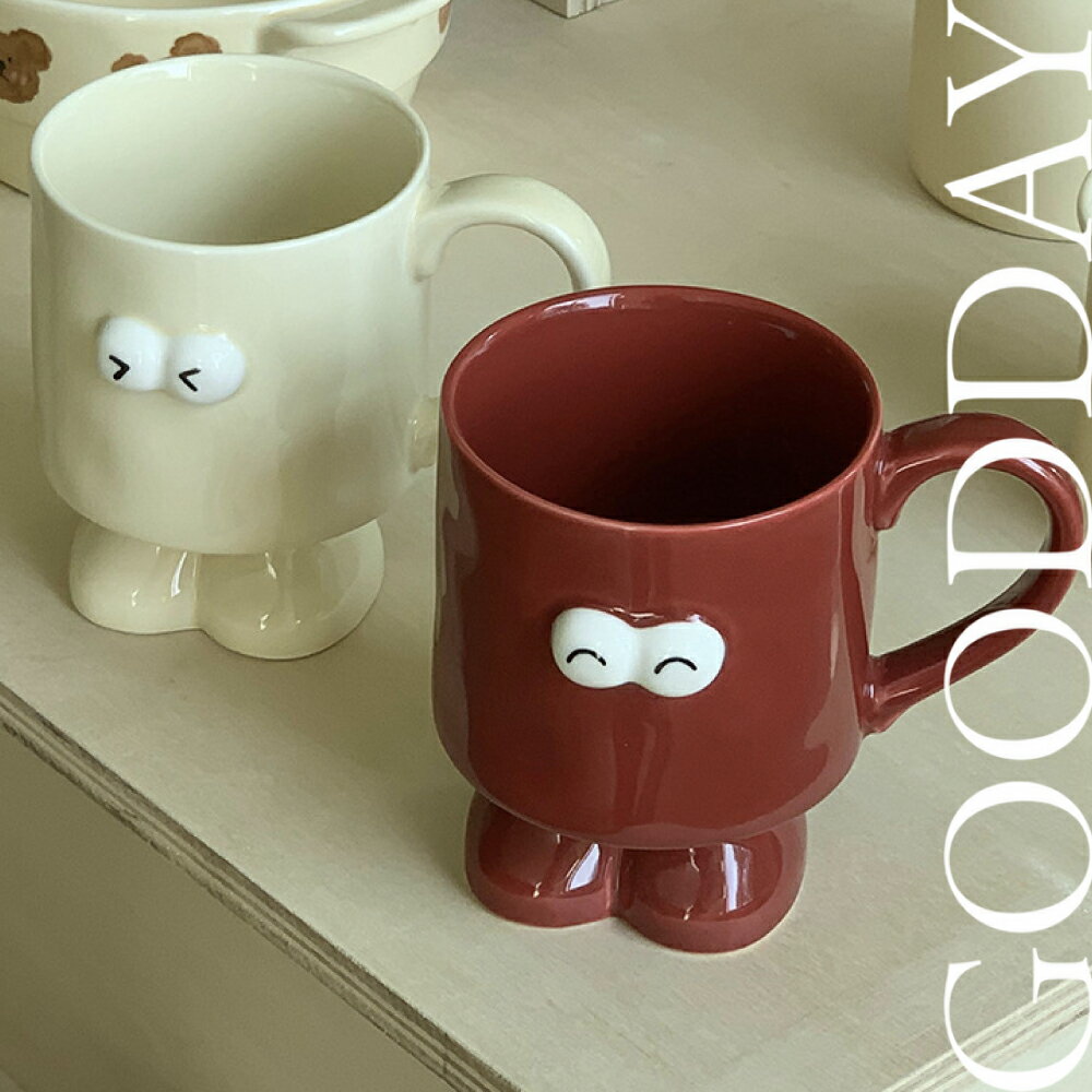 【GOODDAY 好日私藏】emoji大眼睛馬克杯 水果碗 雙耳碗 水杯 韓式情侶杯 奶油水杯 泡麵碗 陶瓷碗 沙拉碗
