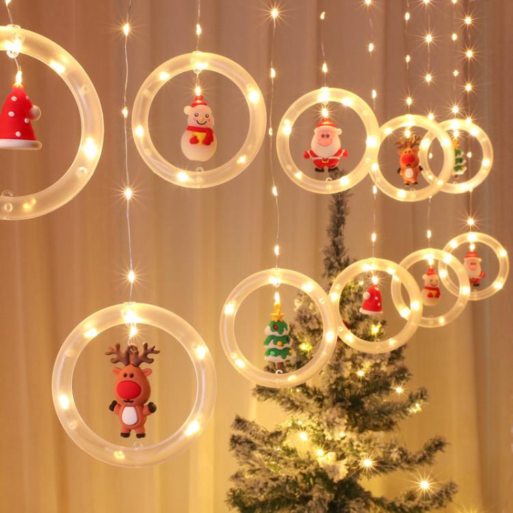 圣誕節裝飾燈圣誕樹店鋪櫥窗氛圍裝扮LED窗簾彩燈冰條燈掛件布置 全館免運