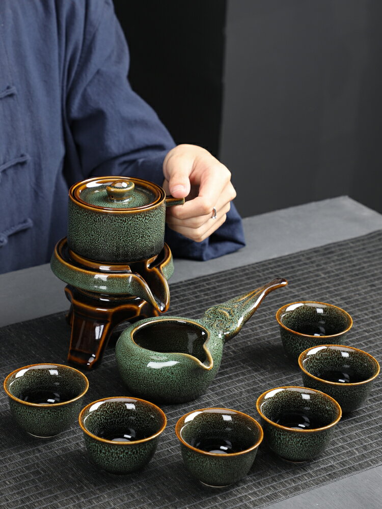 窯變功夫茶具套裝家用會客泡茶工具懶人石墨全半自動茶具防燙茶壺