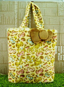 【震撼精品百貨】Hello Kitty 凱蒂貓 豹紋提袋 米黃色【共1款】 震撼日式精品百貨