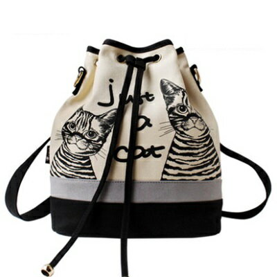 後背包帆布雙肩包-時尚可愛貓咪水桶女包包73sr5【獨家進口】【米蘭精品】