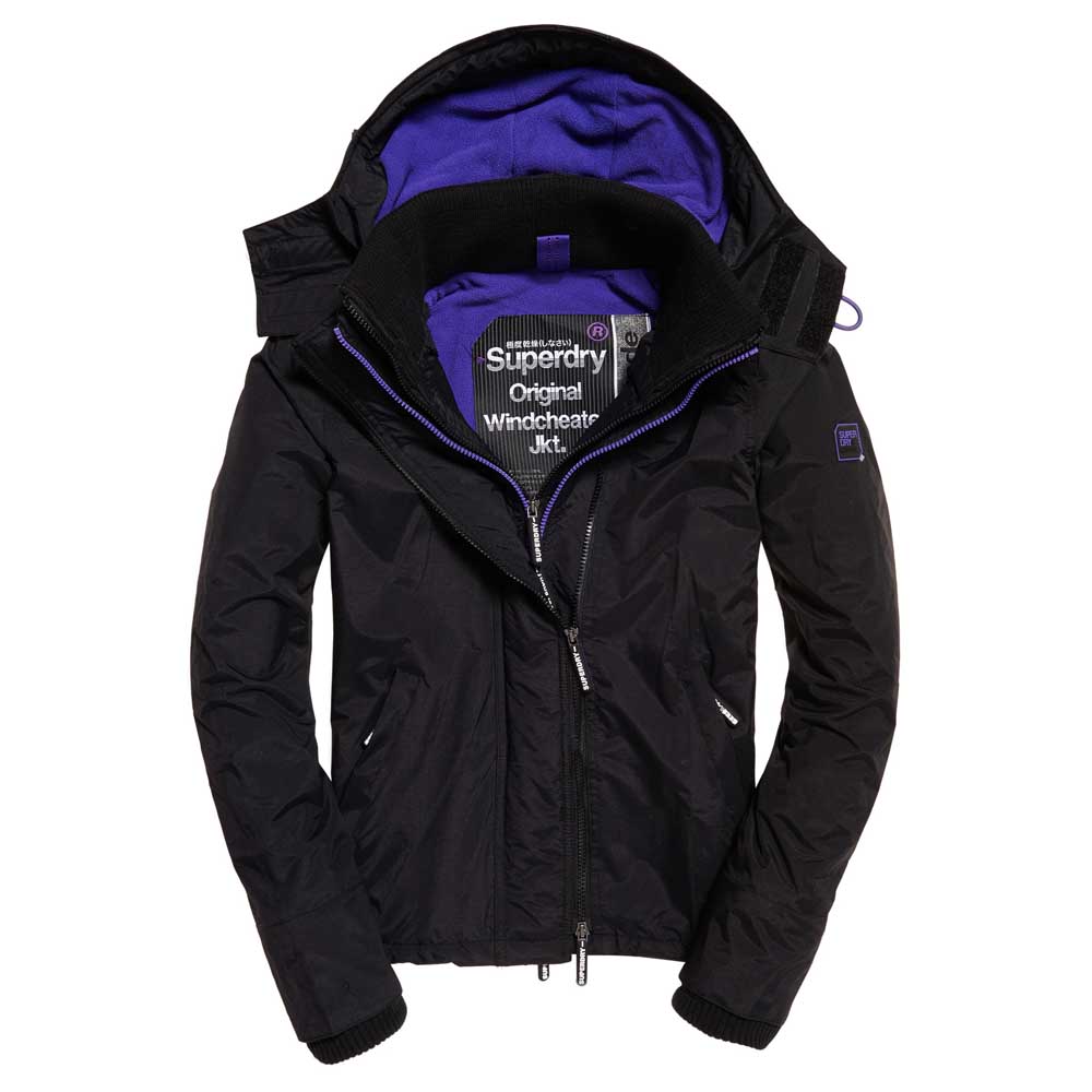Superdry 極度乾燥 Pop Zip Hood Arctic Windcheater 連帽 風衣外套 女(黑/紫)