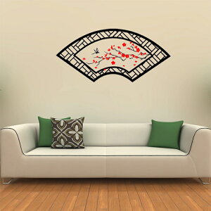 中式假窗墻貼紙 客廳書房茶室沙發電視背景裝飾墻貼畫 創意中國風1入
