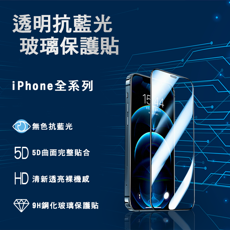 透明抗藍光玻璃貼 滿版 保護貼適用iPhone 13 12 11 Pro Max 鋼化玻璃 抗藍光 透明款 抗藍光玻璃貼【APP下單9%點數回饋】
