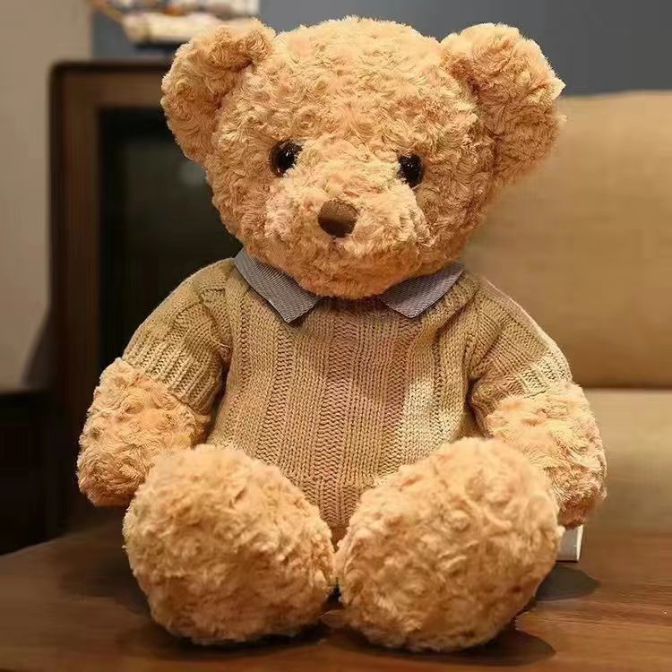 新款抱抱寶貝泰迪熊大號玩具毛絨襯衣毛衣熊玩偶公仔抱枕批發