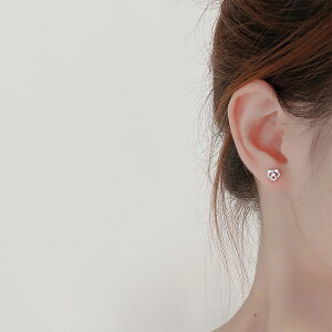 蝴蝶結耳釘女999純銀帶鉆小皇冠耳環簡約氣質養耳洞防過敏耳飾品