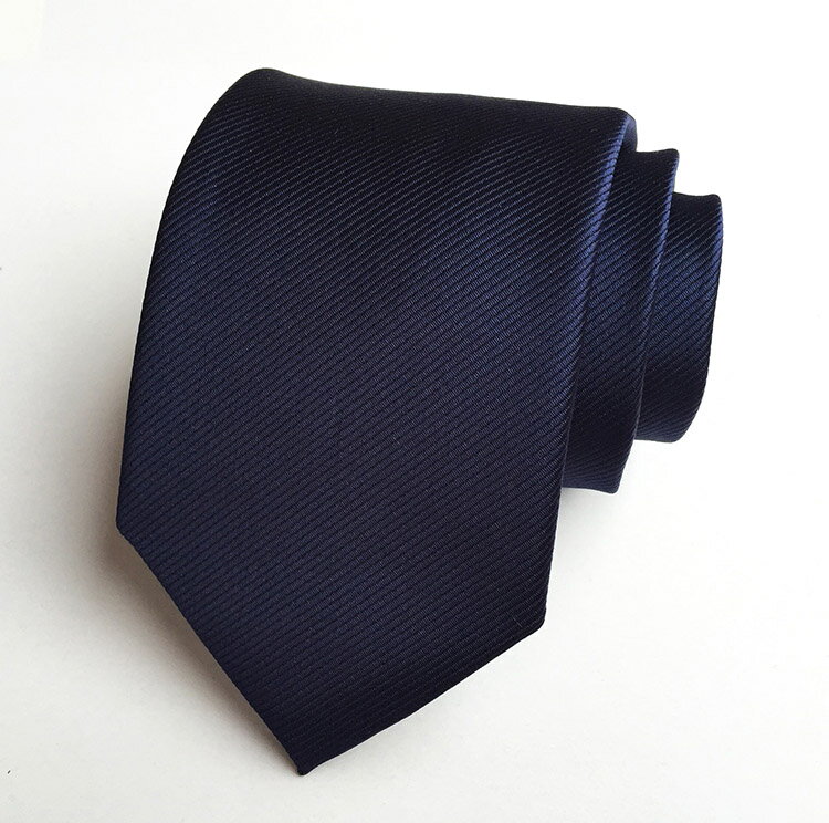 男士商務正裝深藍細紋手打領帶 職業面試工作藏藍色8CM正裝領帶