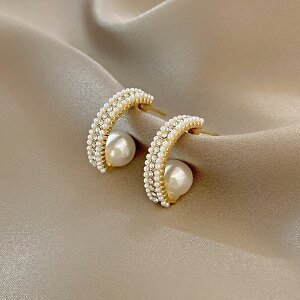 巴洛克珍珠鋯石耳圈2022年新款潮夸張時尚個性設計感耳環耳飾女