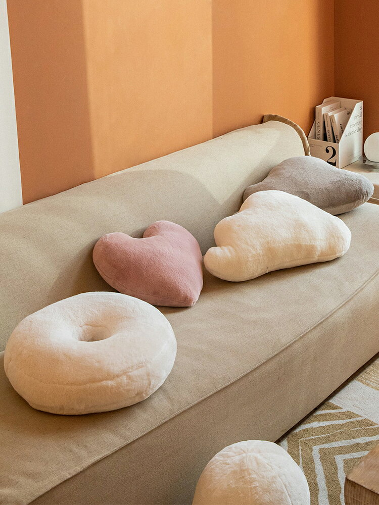 優樂悅~ins兔毛絨異形沙發靠枕少女心粉色抱枕靠墊樣板房裝飾枕