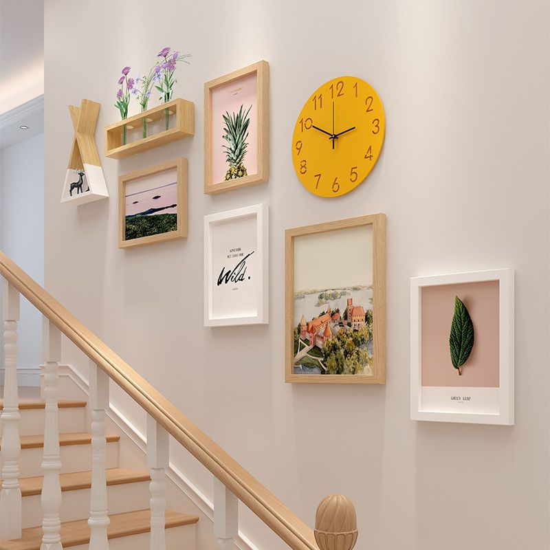 創意樓梯照片墻客廳背景墻相框掛墻組合免打孔現代簡約相片墻裝飾