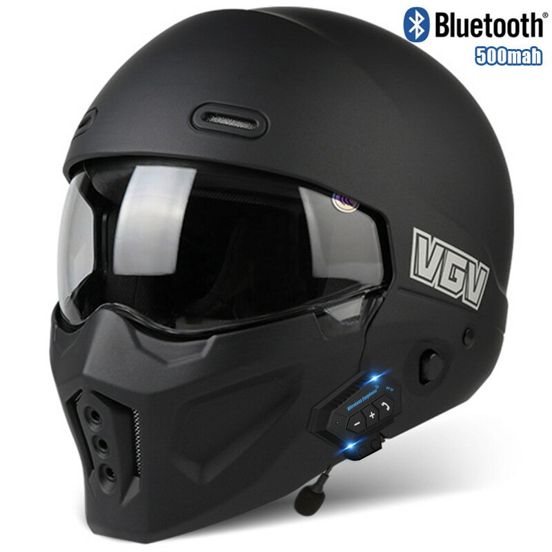 3C認證國產蝎子摩托車藍牙頭盔大碼哈雷復古全盔戰士組合盔半盔