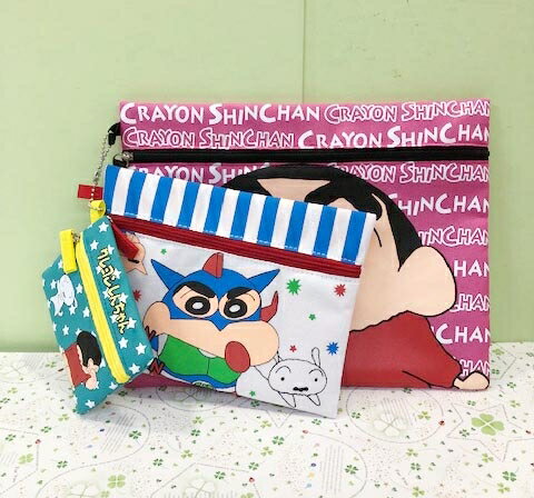 【震撼精品百貨】蠟筆小新 Crayon Shin-chan 小新拉鍊袋3入-粉#53101 震撼日式精品百貨