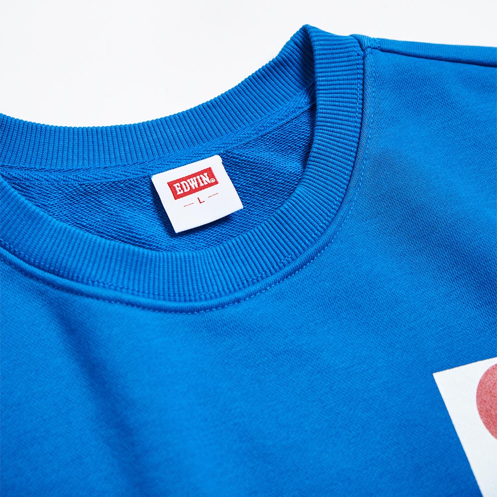EDWIN 男女款 東京散策系列 富士山LOGO長袖T恤 (藍色) 3