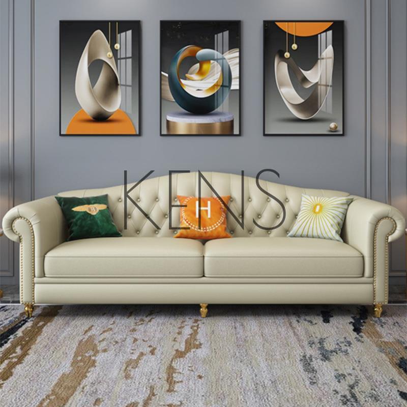 【KENS】沙發 沙發椅 美式輕奢網紅款設計師客廳大戶型現代簡約真皮直排科技布沙發組合
