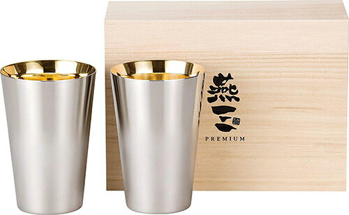 PREMIUM燕三【日本代購】和平フレイズ 24K鍍金 不銹鋼杯390ml 2件套 木盒裝 典藏 送禮 EM-9410