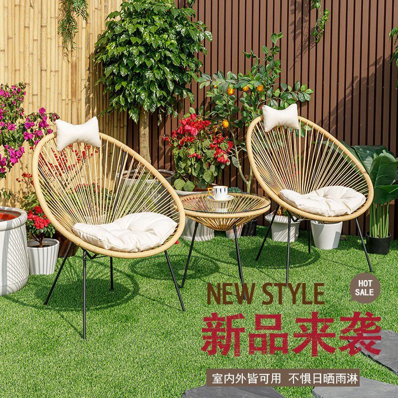 臺灣公司貨 免運/可開票 北歐室內陽臺桌椅休閑藤椅網紅ins爆款一桌二椅簡約茶幾圓形桌椅 戶外餐桌椅組 桌椅組合 戶外長椅 茶幾組合 花園長椅 化外休閒傢俱 不鏽鋼桌椅 防腐桌椅 露天桌椅 快速出貨P