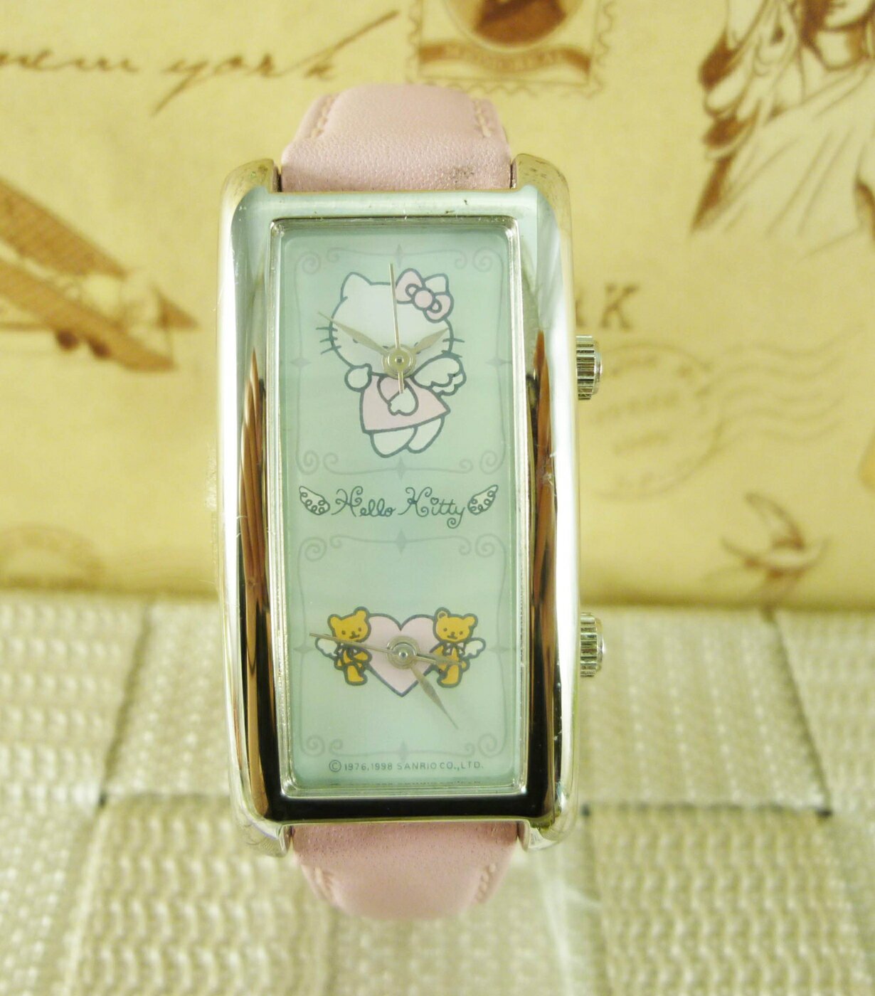 【震撼精品百貨】Hello Kitty 凱蒂貓 手錶-雙時間-天使粉【共1款】 震撼日式精品百貨