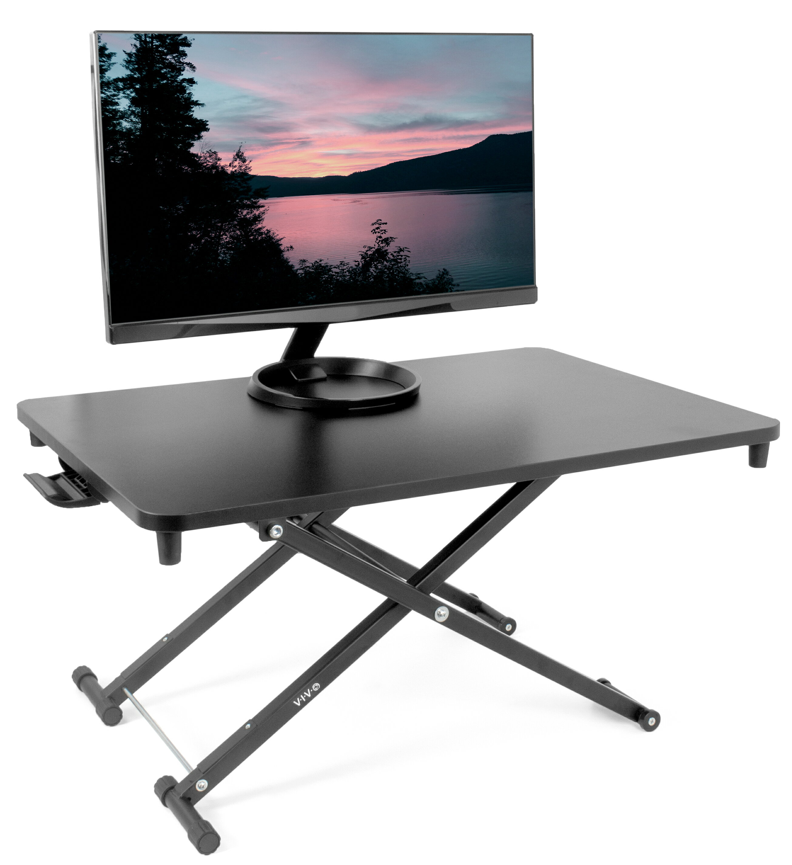 Vivo Small Standing Desk Converter Step Less Height Adjustable 28 Tabletop Sit To Stand Monitor Riser Desk V000f Sold By Vivo Rakuten Com Shop