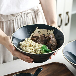 日式陶瓷釉下彩湯面碗家用碗大碗面碗泡面碗拉面碗湯碗面條碗可愛 廚房小物