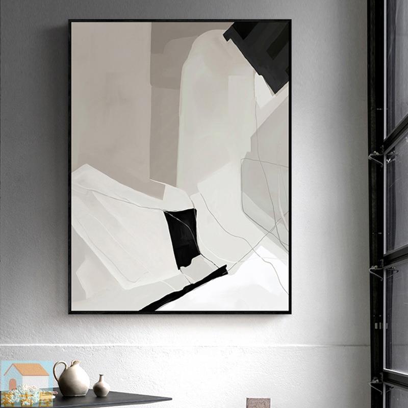 現代簡約風抽象客廳裝飾畫黑白灰藝術壁畫玄關入戶走廊墻面掛畫