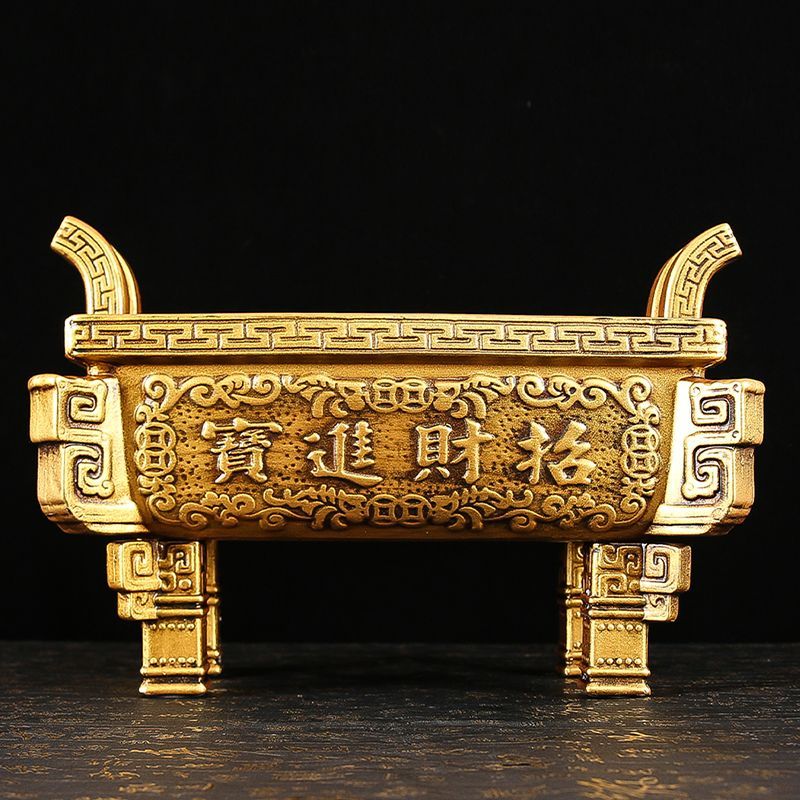 陶瓷香爐上香家用仿古銅四足招財方鼎香爐室內上香寺廟外供奉香爐