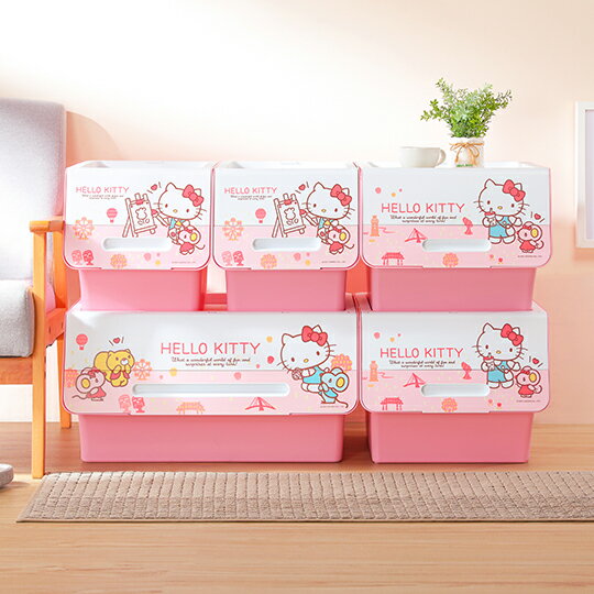 Hello Kitty直取式整理箱(台灣)斜口收納箱置物箱 直取式 收納 置物 省空間 台灣製造 收納箱(伊凡卡百貨)