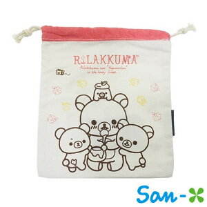 【日本進口正版】 San-X 拉拉熊 帆布 束口袋 收納袋 抽繩束口袋 懶懶熊 Rilakkuma - 220654