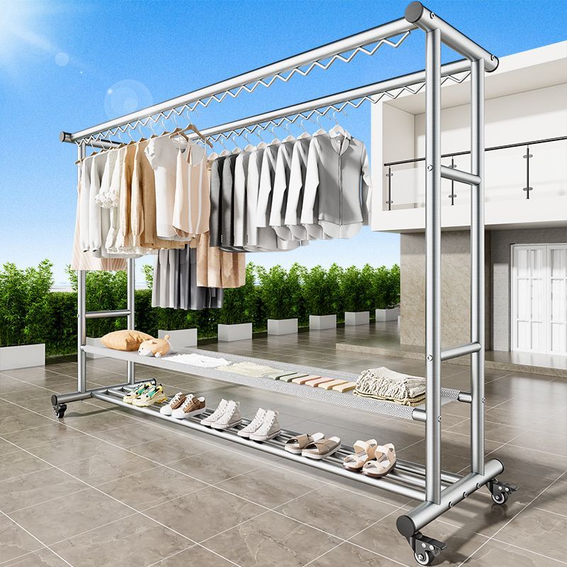 免運 工廠現貨出 特價 晾衣架 晾衣桿 戶外晾衣架 折疊衣架 加粗加厚防風晾衣架家用落地戶外陽臺可移動曬被神器鋼管涼衣桿特惠/開立發票 特價出 H1114 7