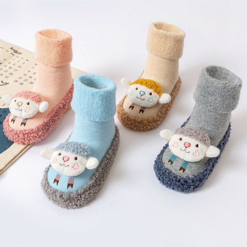 春秋冬季0新生嬰兒童地板襪子3純棉男女寶寶6個月防滑學步鞋襪1歲
