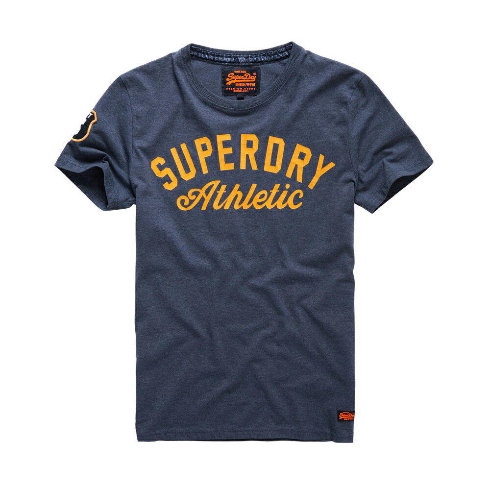 美國百分百【Superdry】極度乾燥 T恤 上衣 T-shirt 短袖 短T 圓領 藏藍 logo 復古 S M L號 F318