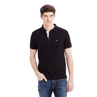 美國百分百【Armani Exchange】polo衫 AX 短袖 上衣 素面 網眼 翻領 黑色 男 S號 F360