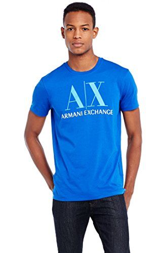 美國百分百【Armani Exchange】T恤 AX 短袖 logo 上衣 T-shirt 藍 M L號 男 E677