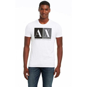 美國百分百【Armani Exchange】T恤 AX 短袖 logo 上衣 T-shirt 白色 S號 男 E816
