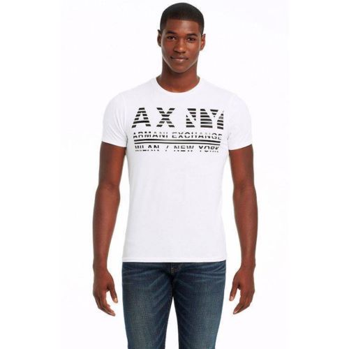 美國百分百【Armani Exchange】T恤 AX 短袖 上衣 logo 文字 T-shirt 白色 XS號 E821