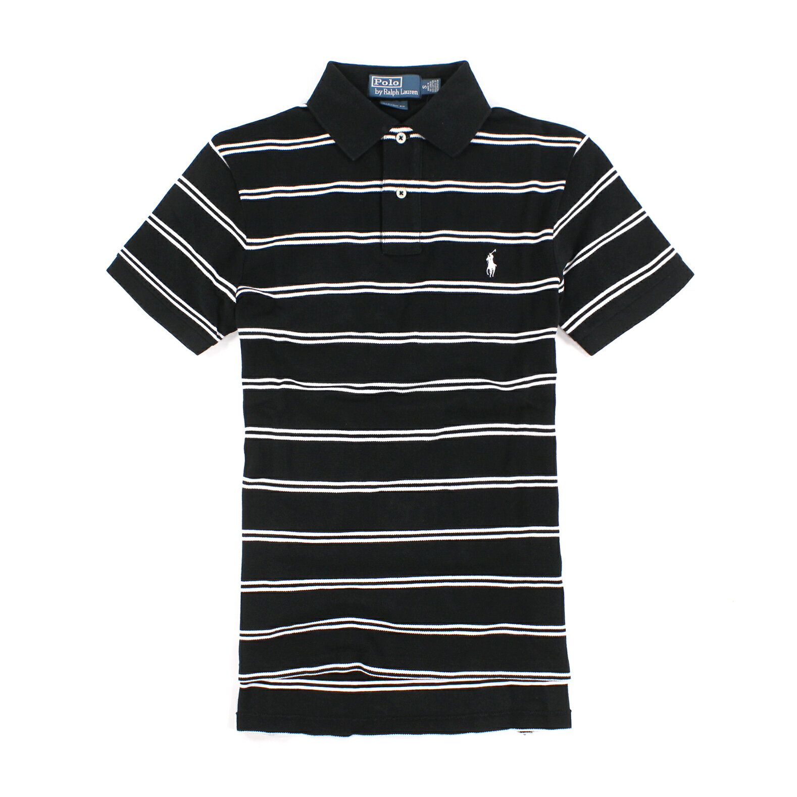 <br/><br/>  美國百分百【Ralph Lauren】Polo衫 RL 短袖 Polo 小馬 白色 黑色 條紋 男 XS S號 F416<br/><br/>