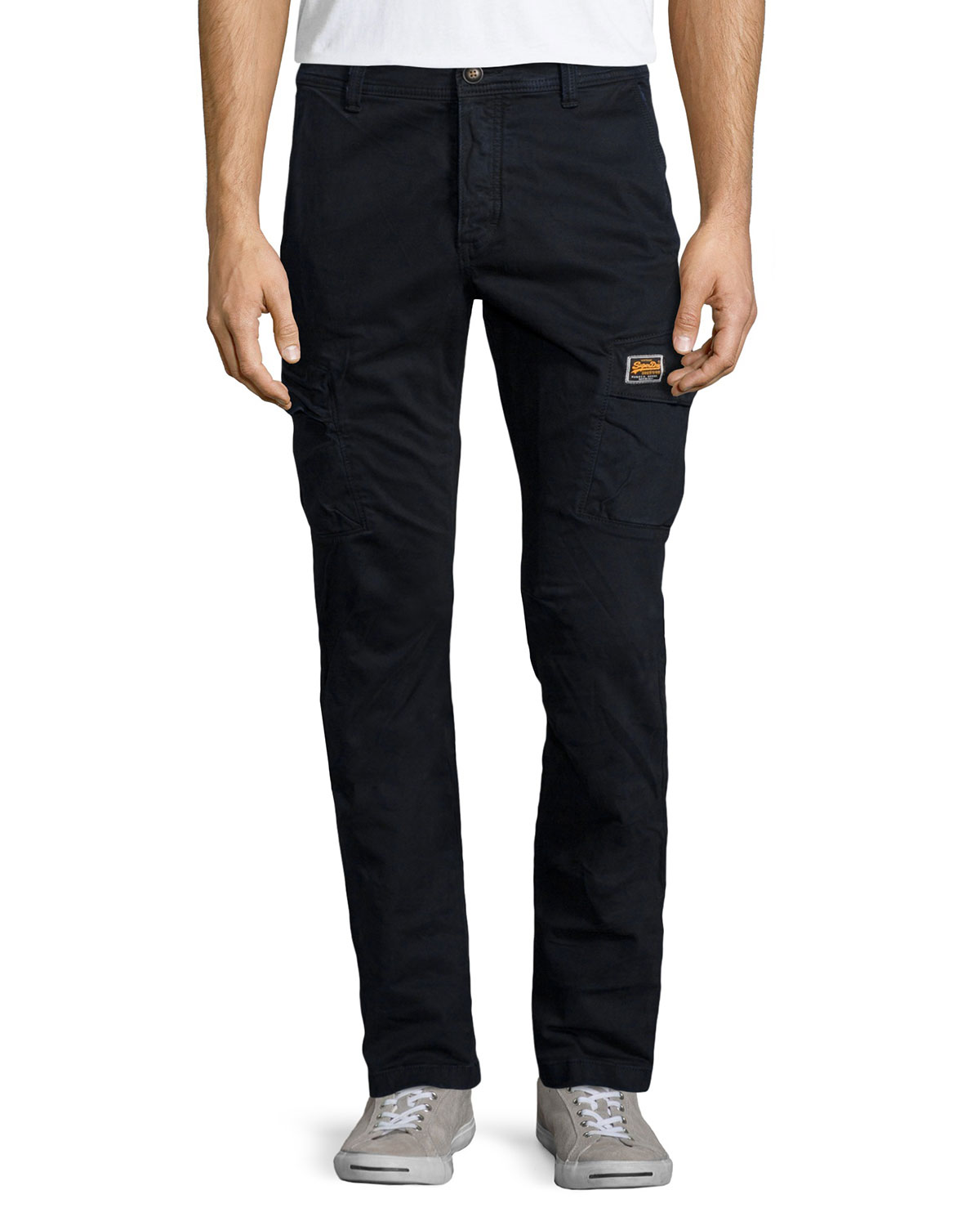 美國百分百【全新真品】Superdry 極度乾燥 工作褲 長褲 休閒褲 口袋 簡約 窄版 深藍色 S L XXL號 F490