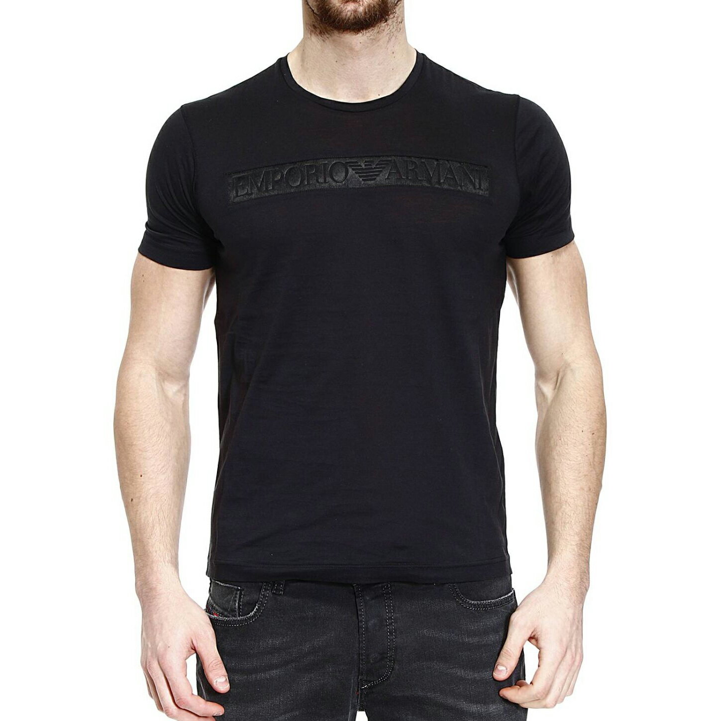 美國百分百【全新真品】Emporio Armani T恤 男 短袖 logo T-shirt EA 黑色 M號 F462