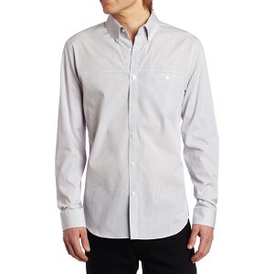 美國百分百【全新真品】Calvin Klein 襯衫 CK 男衣 上班 灰色 長袖 上衣 商務 格紋 XS號 F628