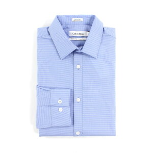 美國百分百【全新真品】Calvin Klein 襯衫 CK 男衣 上班 長袖 上衣 商務 格紋 水藍 S號 F707