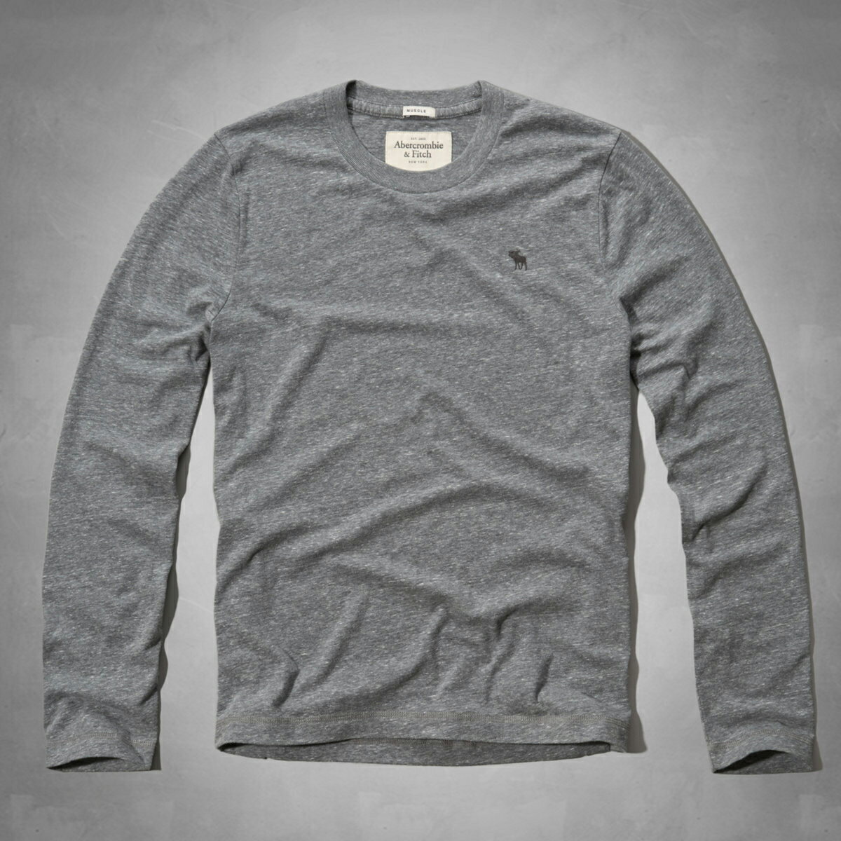 美國百分百【Abercrombie & Fitch】T恤 AF 長袖 T-shirt 麋鹿 素面 灰色 特價 S M L XXL號 F814