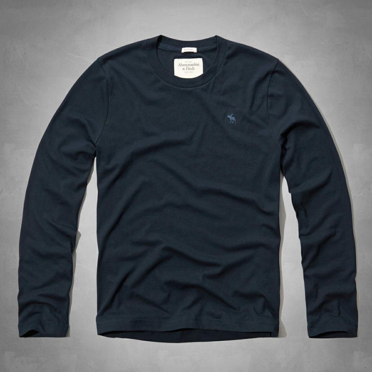 美國百分百【Abercrombie & Fitch】T恤 AF 長袖 T-shirt 麋鹿 素面 深藍 特價 S M XXL號 F814