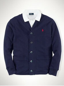 美國百分百【全新真品】Ralph Lauren 針織衫 RL 網眼 開釦 罩衫 POLO 深藍色 外套 S號 B572