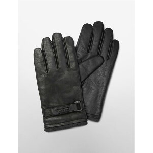 美國百分百【全新真品】Calvin Klein 手套 CK 防寒 保暖 皮質 皮手套 配件 騎士 男 黑 S號 F827