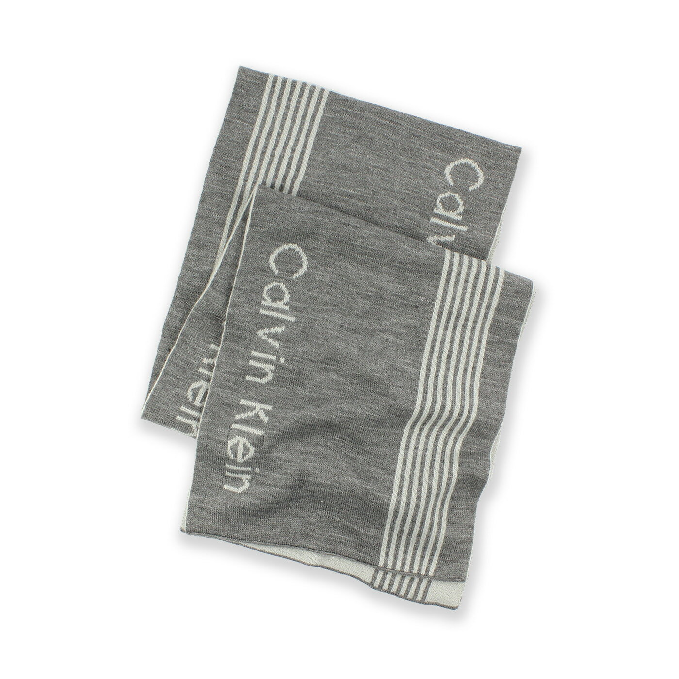 美國百分百【全新真品 】Calvin Klein 圍巾 CK 披肩 披巾 灰色 淺灰 條紋 針織 雙面 男 女 F995